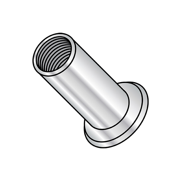 Rivet Nut, 1/4"-20 Thread Size, 0.465 in - 0.475 in Flange Dia., .610 in - .640 in L, Aluminum