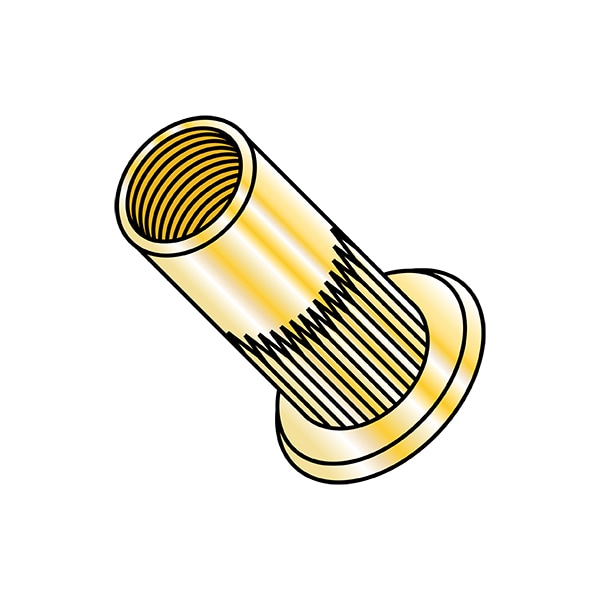 Rivet Nut, #8-32 Thread Size, 0.365 in - 0.375 in Flange Dia., .495 in - .525 in L, Steel, 1000 PK