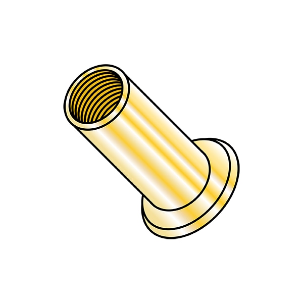 Rivet Nut, 1/4"-20 Thread Size, 0.465 in - 0.475 in Flange Dia., .610 in - .640 in L, Steel