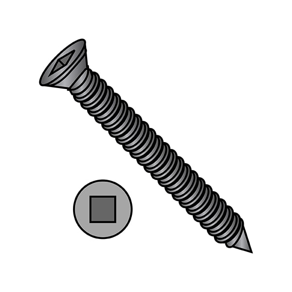 Drywall Screw, #6 x 1-1/4 in, Steel, Trim Head Square Drive, 10000 PK