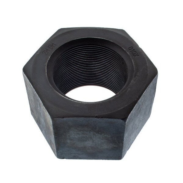 Heavy Hex Nut, 3-1/2"-8, Steel, Grade 2H, Plain, 3-7/16 in Ht