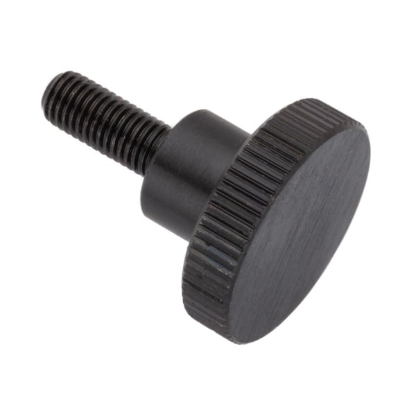 Thumb Screw, 1/4"-28 Thread Size, Round, Black Oxide Steel, 1/4 in Head Ht, 1 in Lg
