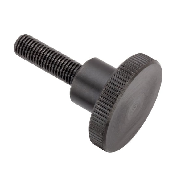 Thumb Screw, 5/16"-24 Thread Size, Round, Black Oxide Steel, 1/4 in Head Ht, 1 3/4 in Lg