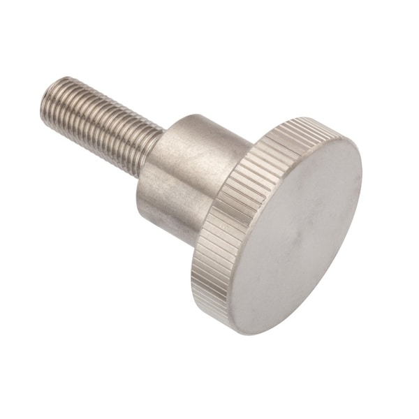Thumb Screw, 3/8"-24 Thread Size, Round, Plain 18-8 Stainless Steel, 5/16 in Head Ht, 2 1/16 in Lg