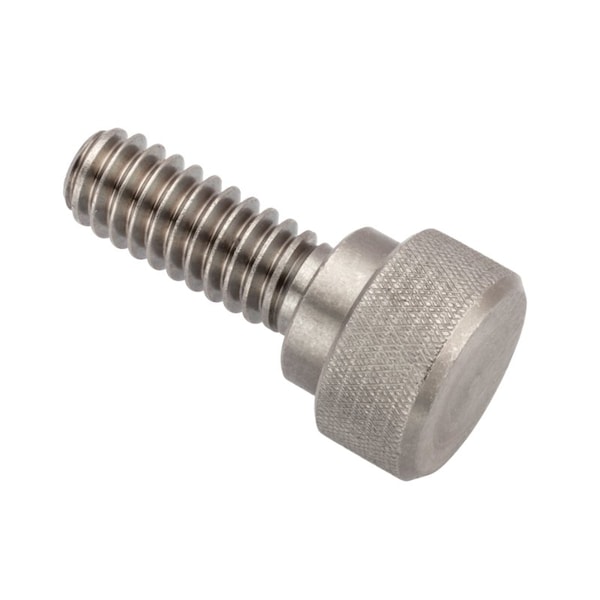 Thumb Screw, 1/4"-20 Thread Size, Knurl High Head Shoulder, Plain 18-8 Stainless Steel, 5/8 in Lg