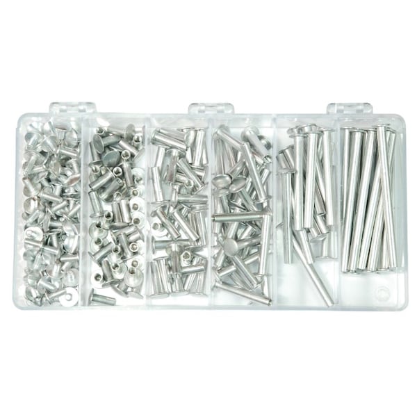 Bind Post Barrel/Screw 240pc Alum Kit, Aluminum, Unfinished Finish