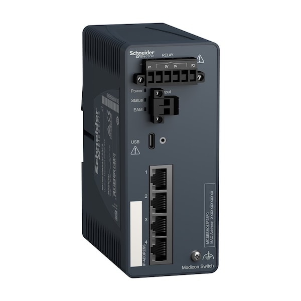 Network switch, Modicon Networking, managed switch, 4 ports for copper