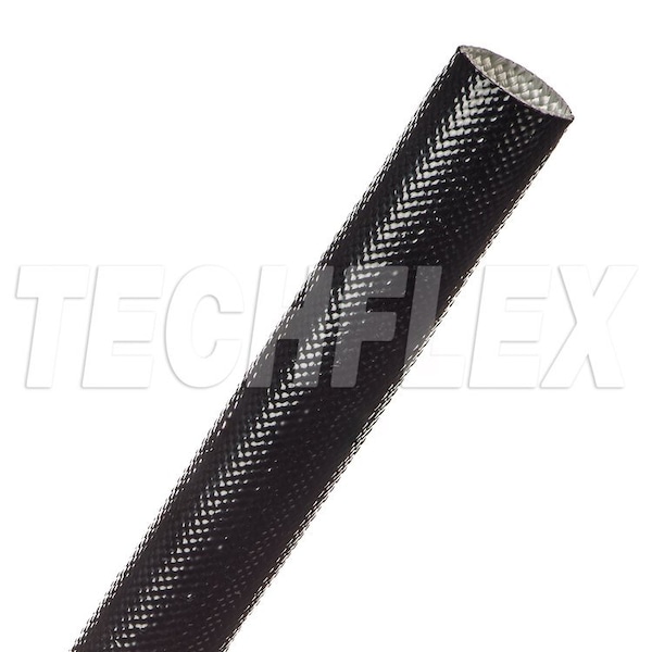 Braided Cable Sleeve, 5/8 in Inside Dia., 50 ft, Acrylic Fiberglass, Black