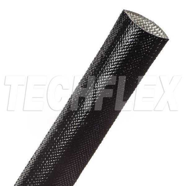 Braided Cable Sleeve, 1 in Inside Dia., 50 ft, Acrylic Fiberglass, Black