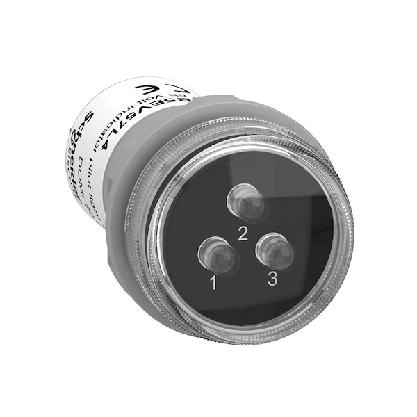 Monolithic pilot light, Harmony XB5, 3 phases Voltage, indicator with 3 LED, white, 400V AC