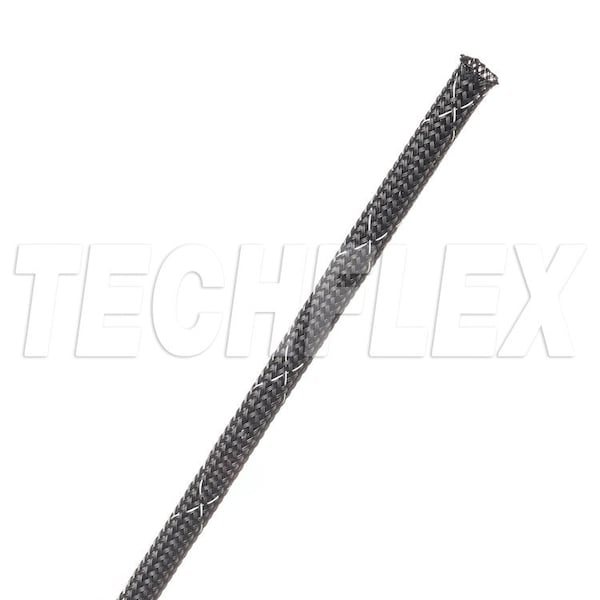 Braided Cable Sleeve, 1/8 in Inside Dia., 1/4 in Max Bundle Dia., 100 ft, Black; White