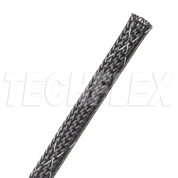 Braided Cable Sleeve, 1/4 in Inside Dia., 7/16 in Max Bundle Dia., 100 ft, Black; White
