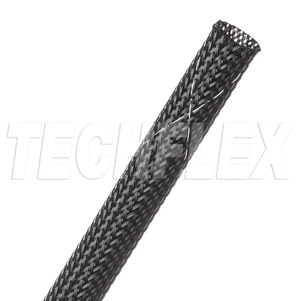 Braided Cable Sleeve, 3/8 in Inside Dia., 5/8 in Max Bundle Dia., 100 ft, Black; White