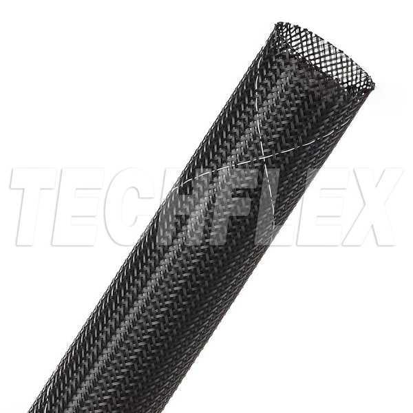 Braided Cable Sleeve, 1 in Inside Dia., 1-3/16 in Max Bundle Dia., 50 ft, Black; White