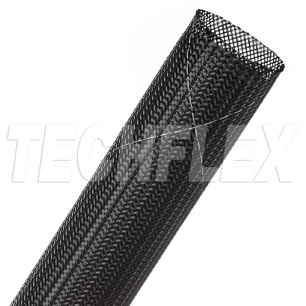 Braided Cable Sleeve, 1-1/4 in Inside Dia., 1-1/2 in Max Bundle Dia., 50 ft, Black; White