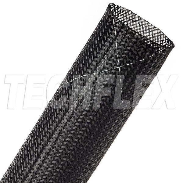 Braided Cable Sleeve, 1-1/2 in Inside Dia., 2 in Max Bundle Dia., 50 ft, Black; White