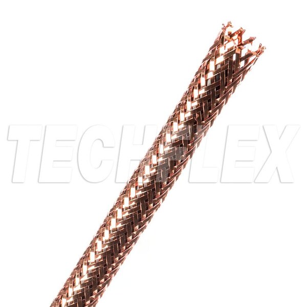 Braided Cable Sleeve, 1/4 in Inside Dia., 5/16 in Max Bundle Dia., 125 ft, Copper