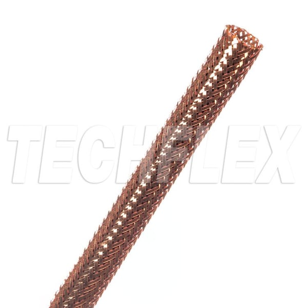 Braided Cable Sleeve, 5/16 in Inside Dia., 1/2 in Max Bundle Dia., 100 ft, Copper