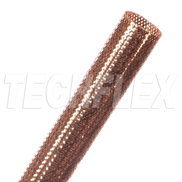 Braided Cable Sleeve, 3/4 in Inside Dia., 1-3/8 in Max Bundle Dia., 40 ft, Copper