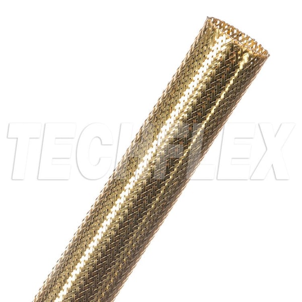 Braided Cable Sleeve, 3/4 in Inside Dia., 1-3/8 in Max Bundle Dia., 40 ft, Gold