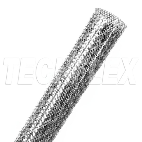 Braided Cable Sleeve, 3/4 in Inside Dia., 1-3/8 in Max Bundle Dia., 40 ft, Silver