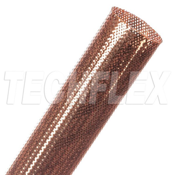 Braided Cable Sleeve, 1-1/4 in Inside Dia., 2 in Max Bundle Dia., 30 ft, Copper