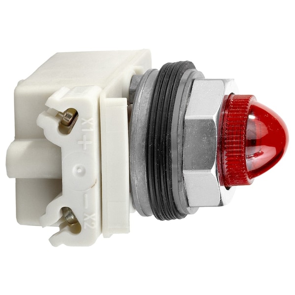 Pilot light, Harmony 9001K, metal, polycarbonate, domed, red, 30mm, 24-28V