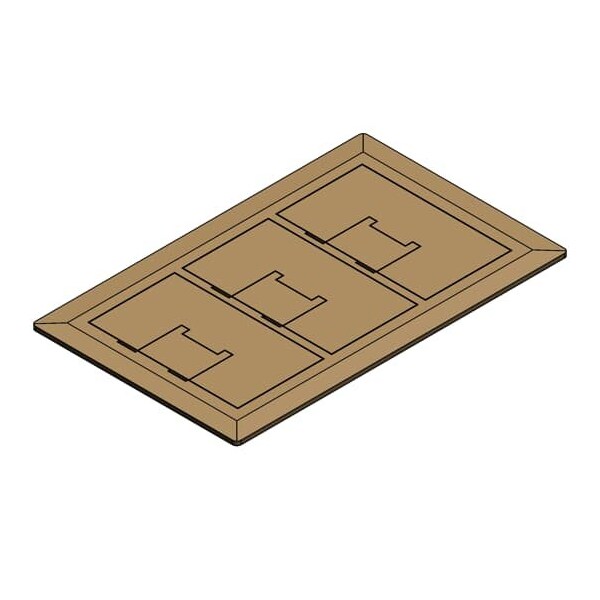 Box Cover, Floor Box Type, 3 Gang, Brass