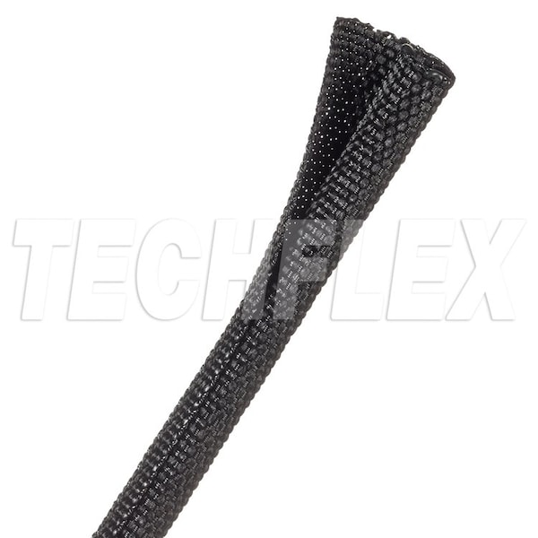 Braided Cable Wrap, 1/4 in Inside Dia., Fiberglass, Black