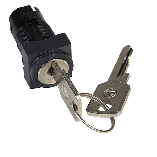 Head for key selector switch, Harmony XB6, square 16mm 3 positions spring return, key 200, key withdrawal at center position
