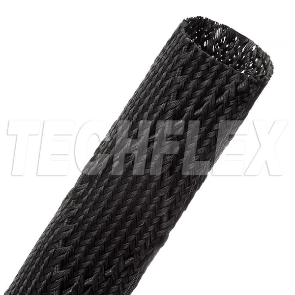 Braided Cable Sleeve, 1-3/8 in Inside Dia., 4 3/8 in Max Bundle Dia., 25 ft, Fiberglass, Black