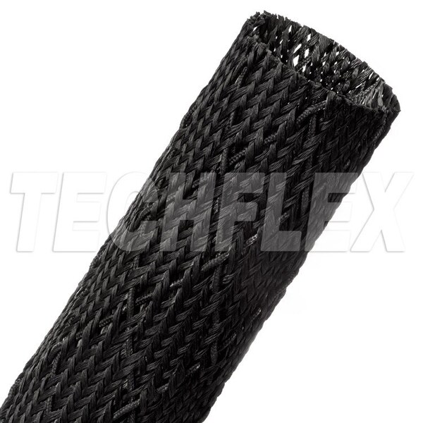 Braided Cable Sleeve, 1-1/2 in Inside Dia., 5-3/8 in Max Bundle Dia., 25 ft, Fiberglass, Black