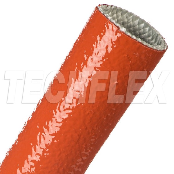Braided Cable Sleeve, 1-5/8 in Inside Dia., 25 ft, Fiberglass, Red