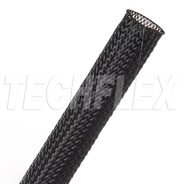 Braided Cable Sleeve, 3/4 in Inside Dia., 1-1/4 in Max Bundle Dia., 75 ft, Black; White