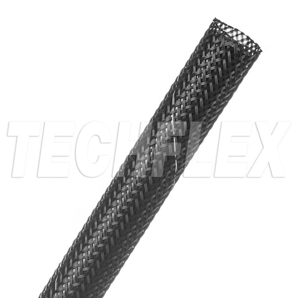 Braided Cable Sleeve, 1/2 in Inside Dia., 3/4 in Max Bundle Dia., 100 ft, Black; White