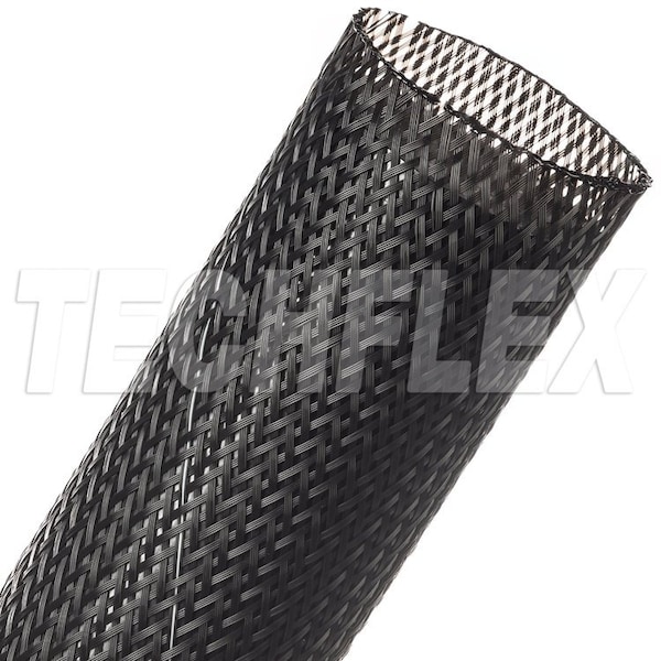 Braided Cable Sleeve, 1-3/4 in Inside Dia., 2-3/4 in Max Bundle Dia., 30 ft, Black; White