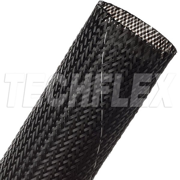 Braided Cable Sleeve, 2 in Inside Dia., 3-1/2 in Max Bundle Dia., 50 ft, Black; White