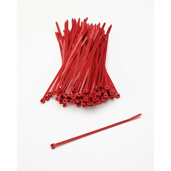 Cable Tie, 7 in L, Red, Plastic, 3 PK