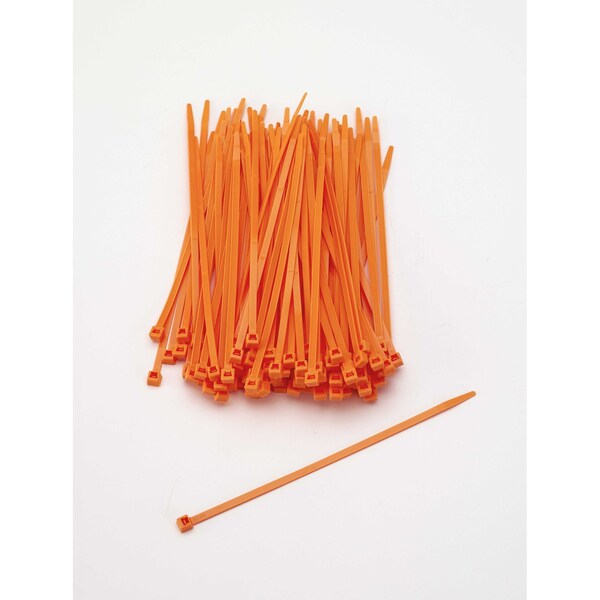 Cable Tie, 7 in L, Neon Orange, Plastic, 3 PK