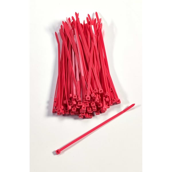 Cable Tie, 7 in L, Neon Pink, Plastic, 3 PK