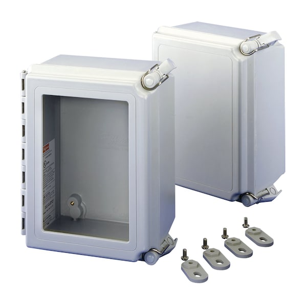 Continuous Hinge, Type 4X, 20x16x10, Lt Gray, Fiberglass