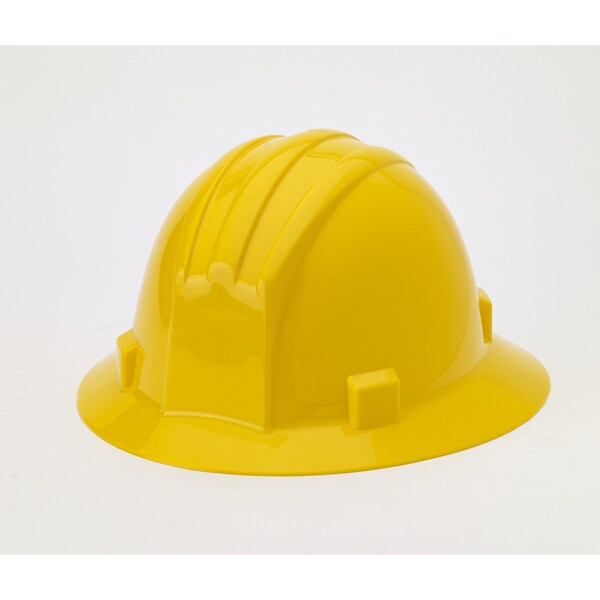 Polyethylene Ratchet Suspension Full Brim Hard Hat, Yellow (2Pk)