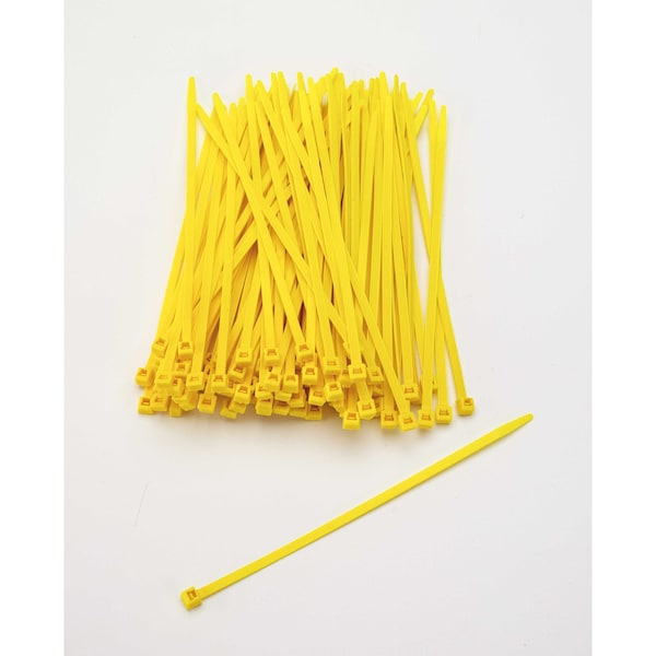 Cable Tie, 7 in L, Yellow, Plastic, 3 PK