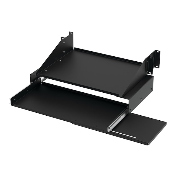 Pullout Keyboard Tray with Monitor Shelf