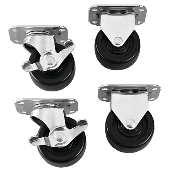 Caster Kit, 3.00 Dia x3.72 h, Rubber