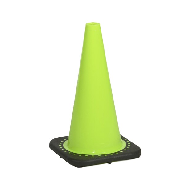 Traffic Cone with 3 lb. Plain Finish, PK2, Plastic, 18 in Height, 10 in Length, 3 pounds, Lime 2 PK