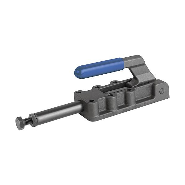 Push-Pull Clamp, Heavy Version F2=12000, Steel Phosphated, Comp: Plastic Comp: Blue, 133 MM Base