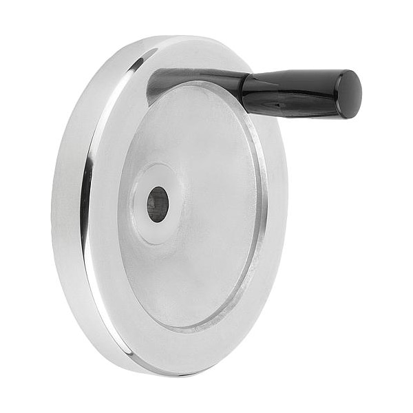 Disc Handwheel Diameter D1= 160 mm, Reamed Hole D2= 15 mm, Aluminum, Comp: Thermoset, Fixed Grip