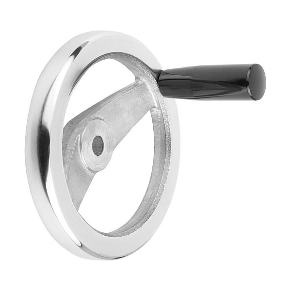 2-Spoke Handwheel, Aluminum, Diameter D1= 100, Bore Dia. D2= 0.375", Fixed Grip, Thermoset