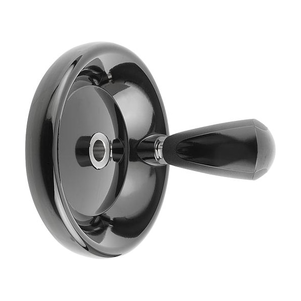 Disc Handwheel, Thermoset, Hub Steel, Diameter D1= 100 mm, Form E Reamed Bore D2= 10 mm, Revol. Grip